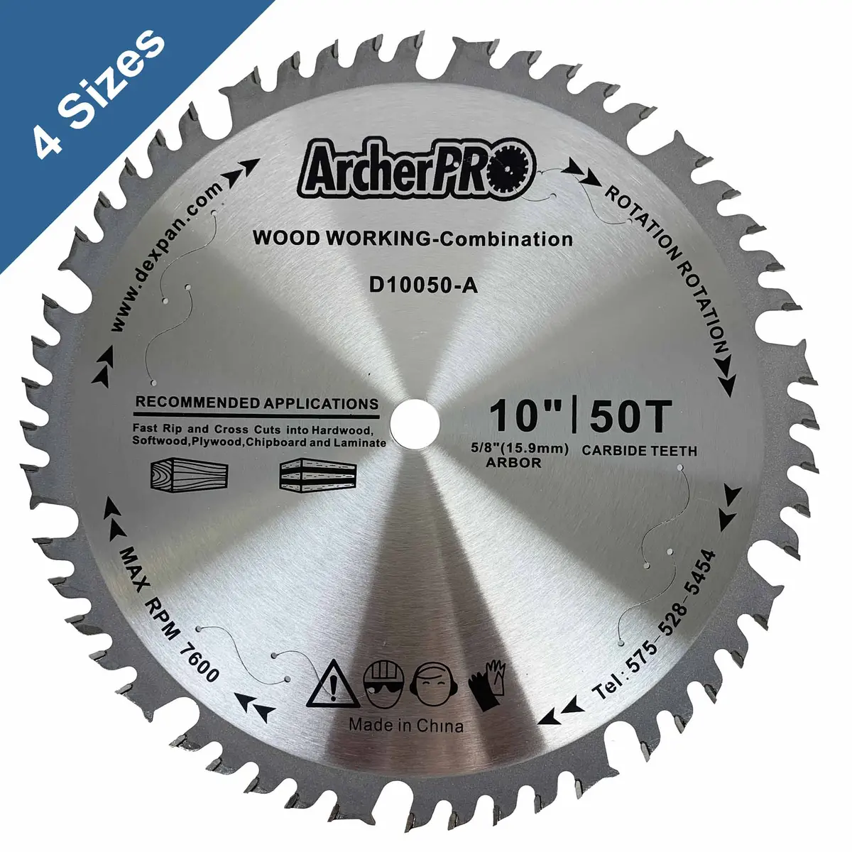 Circular Saw Blade For Fine Finish, Wood Cutting 10" X 5/8" X 40, 50, 60, 80 Teeth 1
