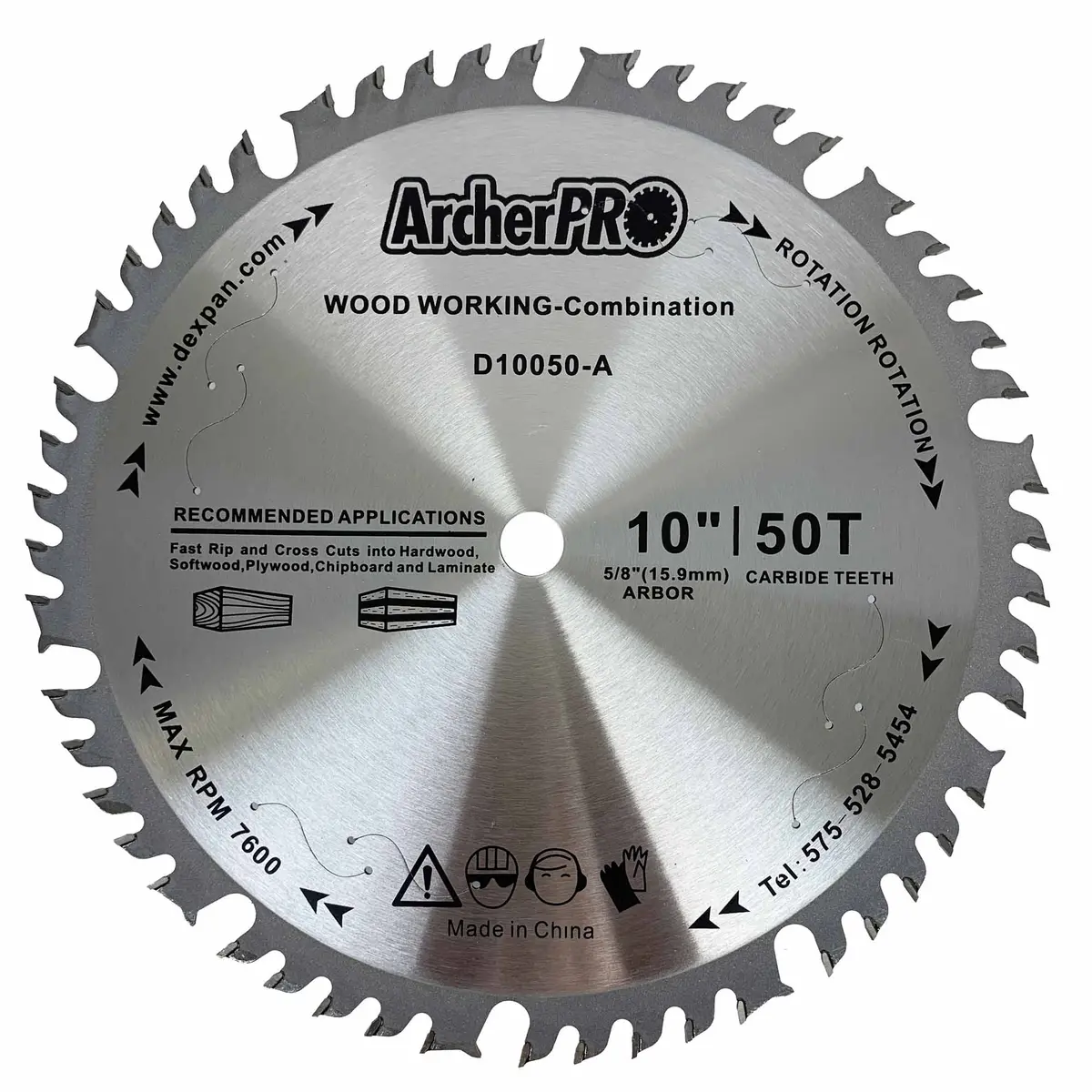 Circular Saw Blade For Fine Finish, Wood Cutting 10" X 5/8" X 40, 50, 60, 80 Teeth 2
