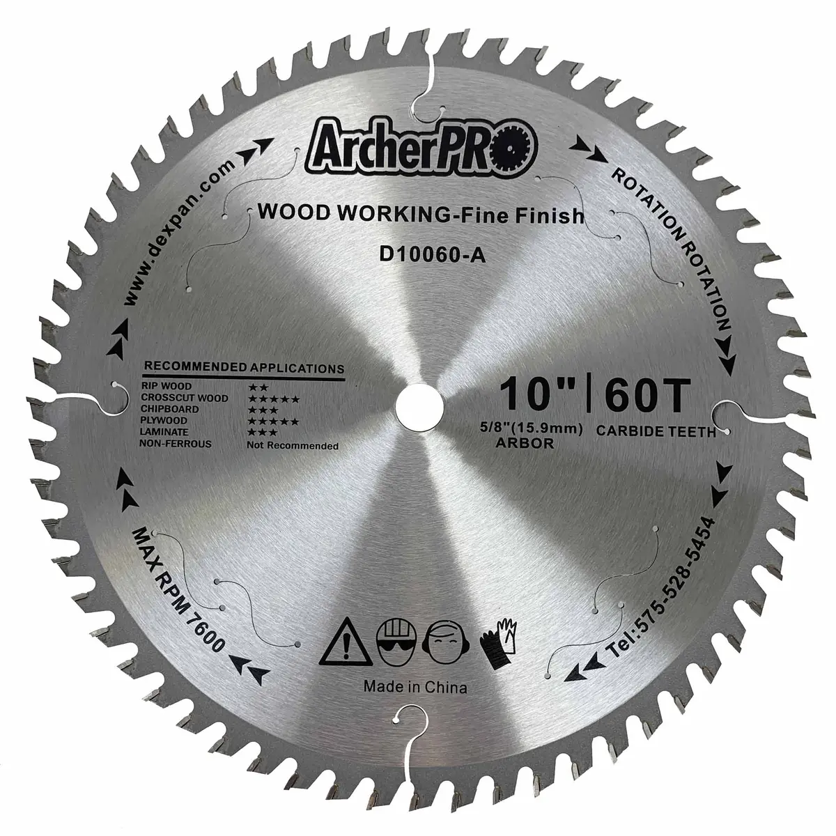 Circular Saw Blade For Fine Finish, Wood Cutting 10" X 5/8" X 40, 50, 60, 80 Teeth 3