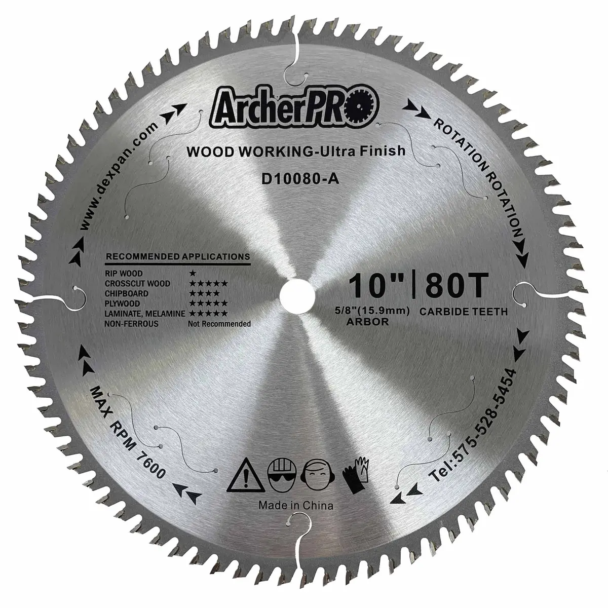 Circular Saw Blade For Fine Finish, Wood Cutting 10" X 5/8" X 40, 50, 60, 80 Teeth 4