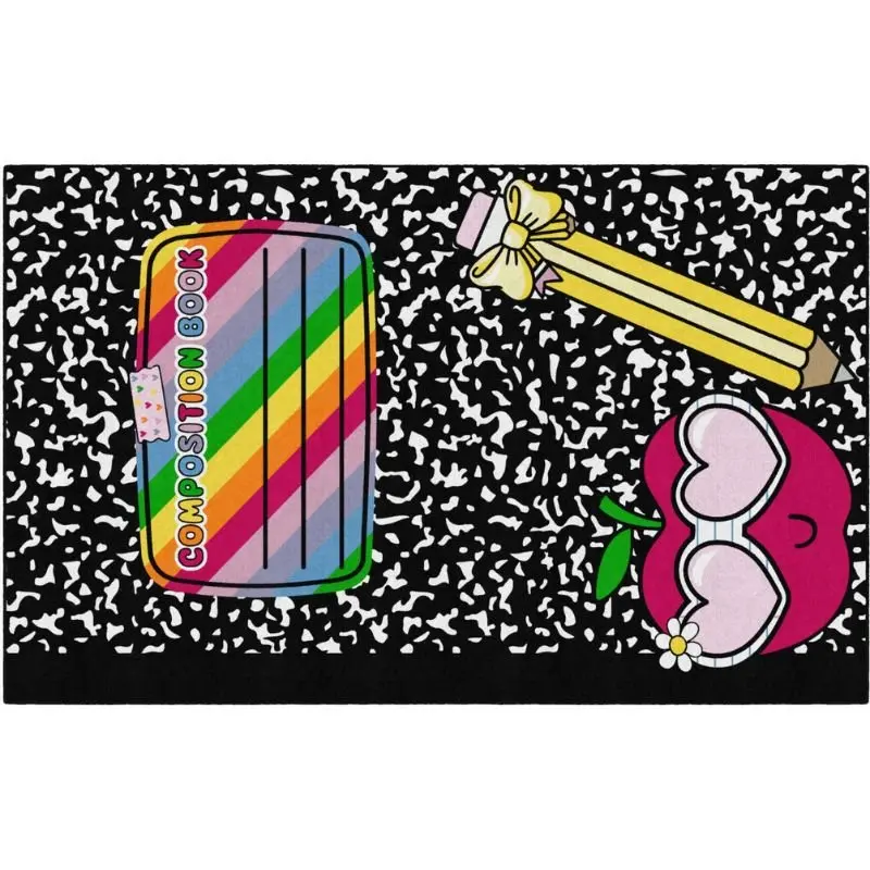 Composition Book With Pencil And Apple Rug 1