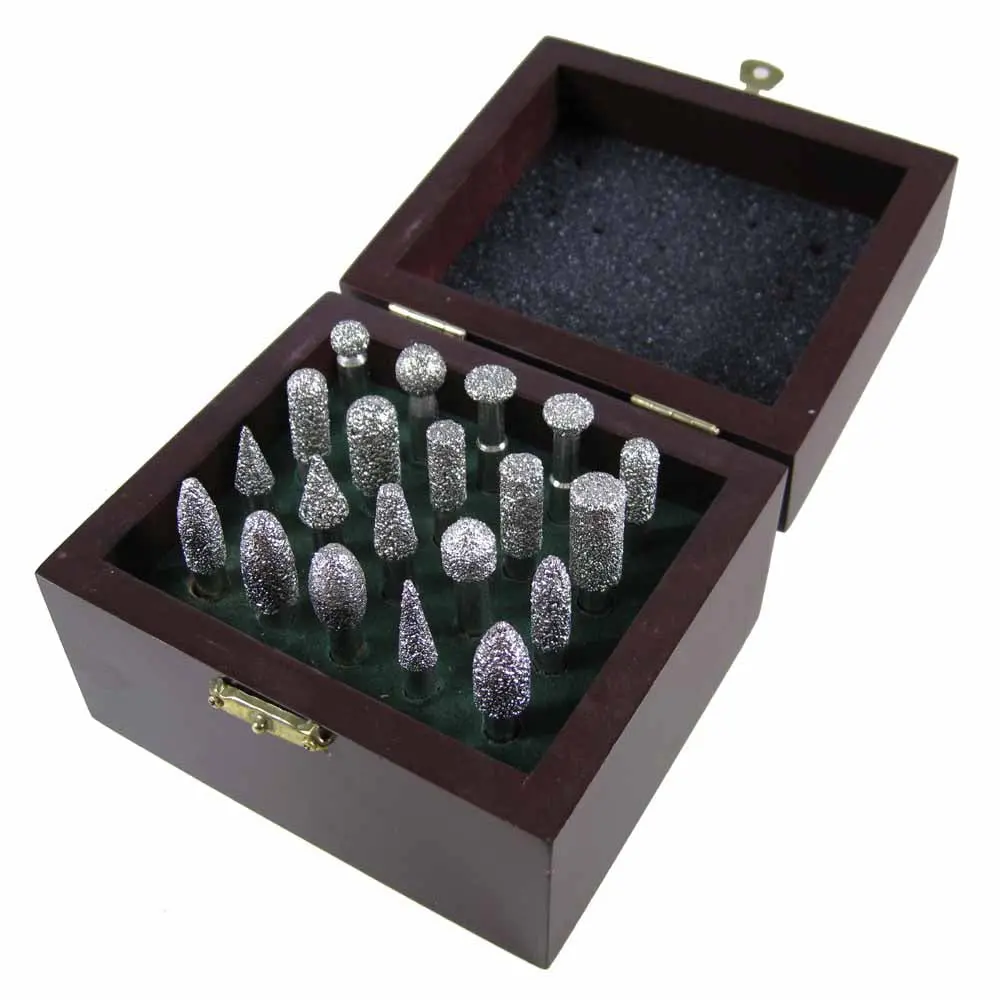 Box Of 20 Diamond Burr Bits, Stone Sculpting And Engraving Kit 1