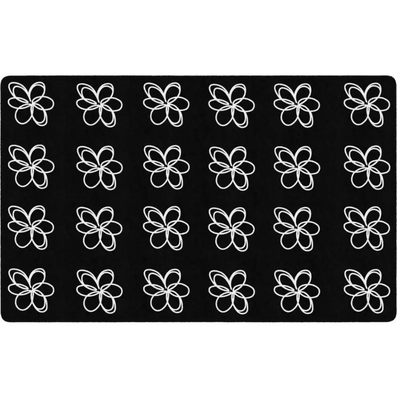 Flower Sampler Black And White Seating Rug 2