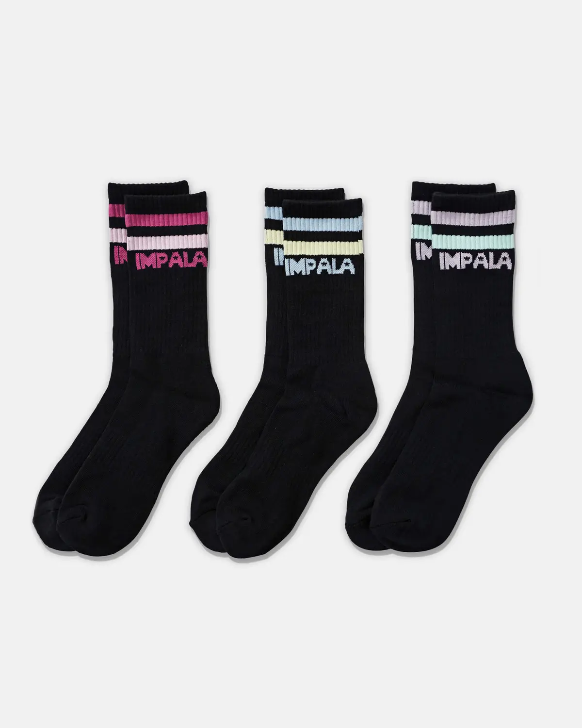 Impala Stripe Sock 3Pk - Black 1
