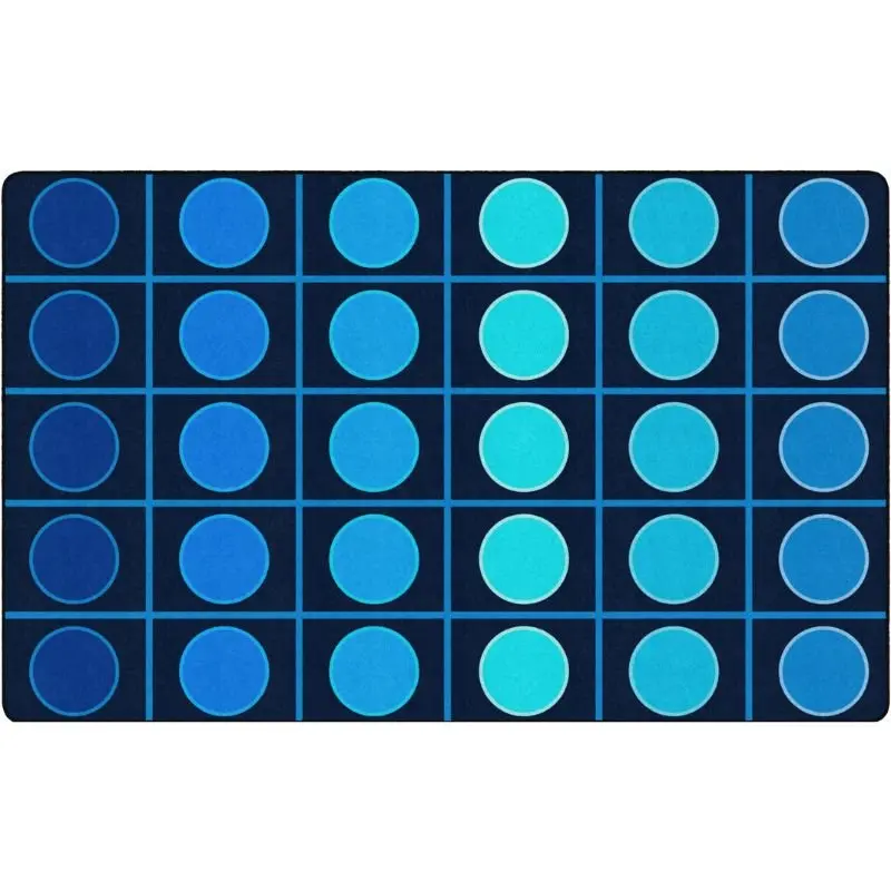 Ocean Blue Grid And Dots Seating Rug 3
