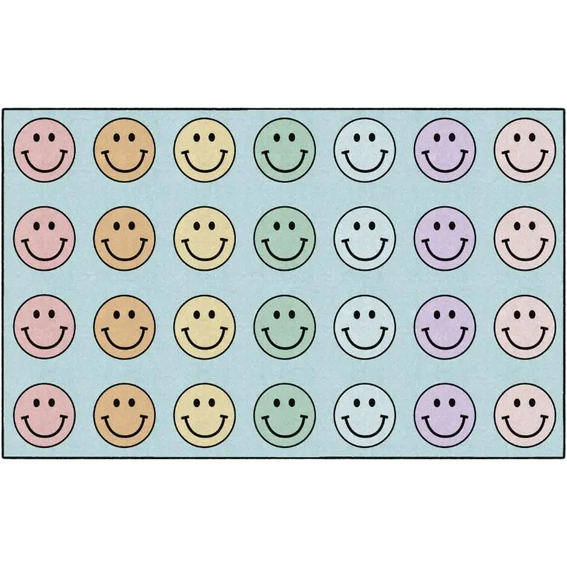 Pastel Rainbow  Happy Face Seating Rug 2