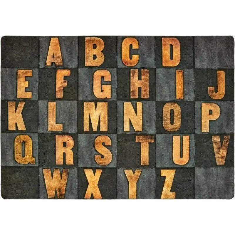 Rustic Wood Alphabet Seating Rug 1