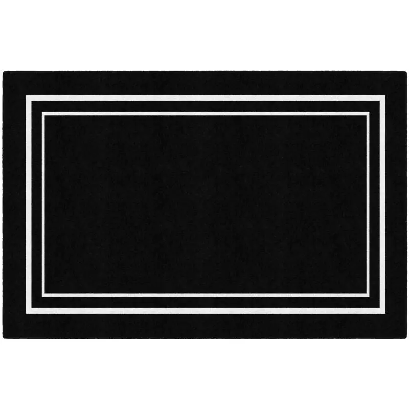 Simply Stylish Black Rug With White Borders 1