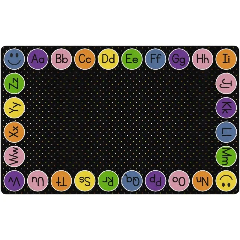 Happy Abc Border On Black Classroom Rug 1