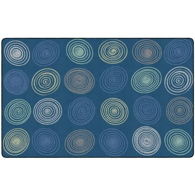Teal Blue Calming Circles Seating Rug 2