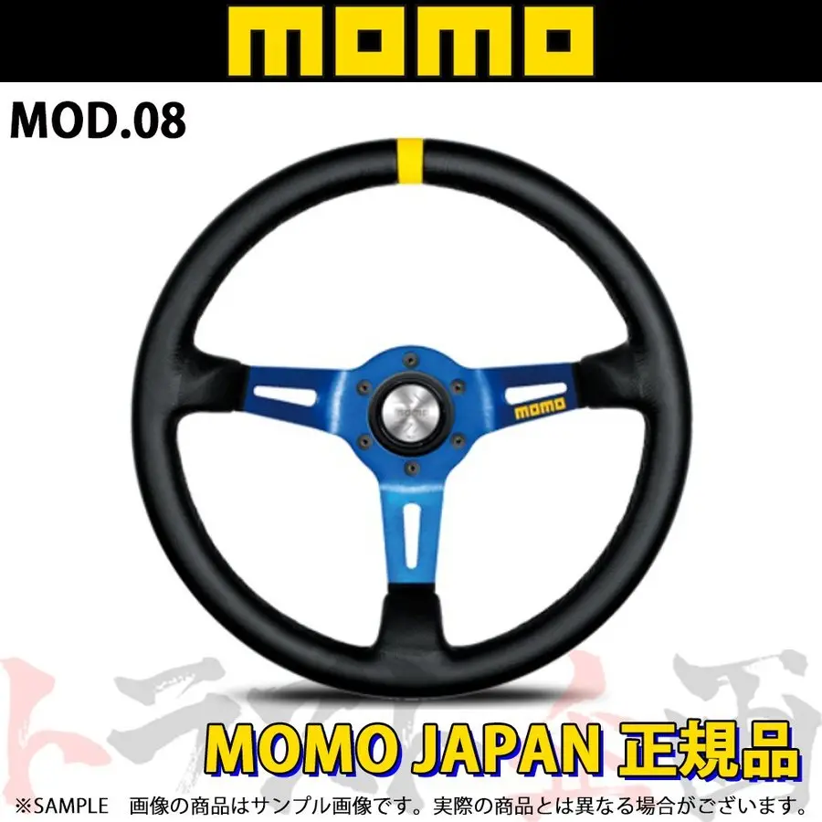 Momo モモ ステアリング モデル08 レザー/ブルースポーク 350Mm ##872111043 1