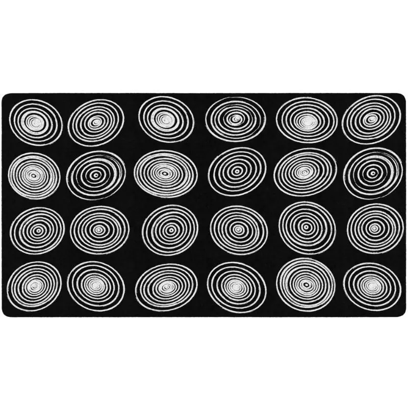 White Circles On Black Classroom Seating Rug 2