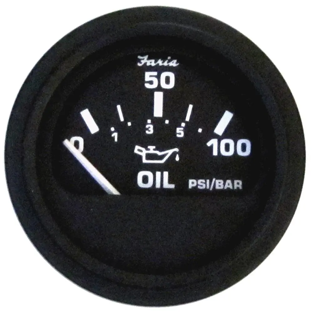 Faria Euro Black 2" Oil Pressure Gauge (100 Psi) [12845] 1