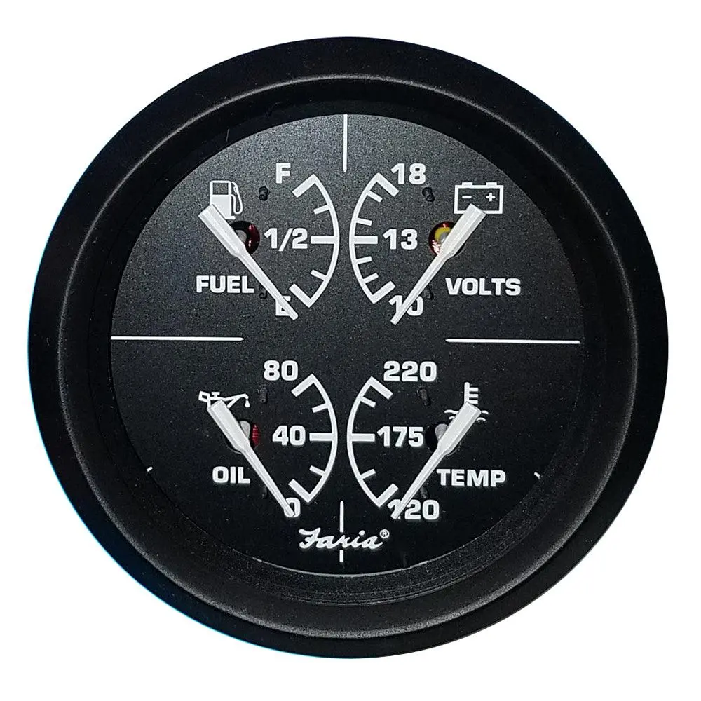 Faria Euro Black 4" Multifunction Gauge - Volt/Fuel/Oil/Water Temperature [32851] 1