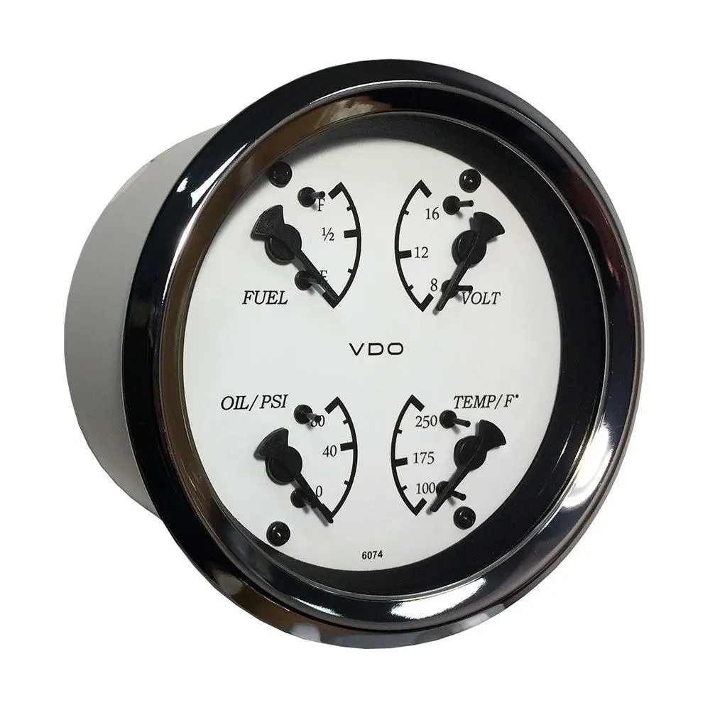 Vdo Cockpit Marine 85Mm (3-3/8") 4 In 1 Gauge - White Dial/Bezel [110-15800] 1